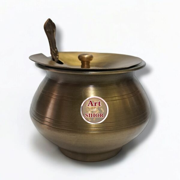 Brass Ghee Pot With Spoon - Image 6