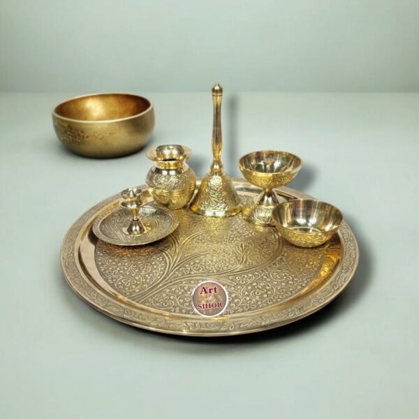 Brass Naxi Heavy Puja Set - Ideal for Daily Worship - Image 2