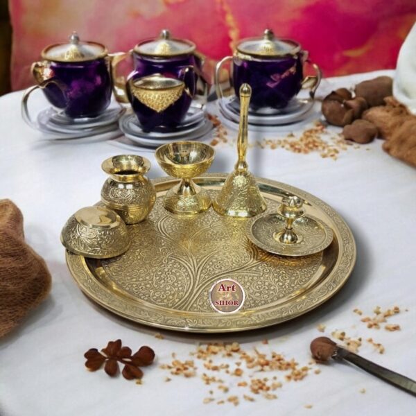 Brass Naxi Heavy Puja Set - Ideal for Daily Worship - Image 5