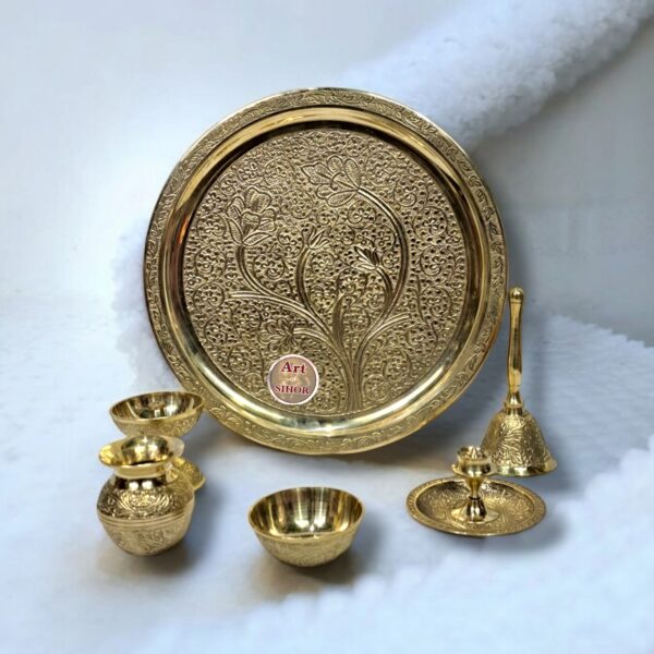 Brass Naxi Heavy Puja Set - Ideal for Daily Worship - Image 6