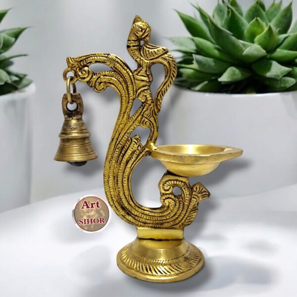 Brass Antique Peacock Lamp - Image 2