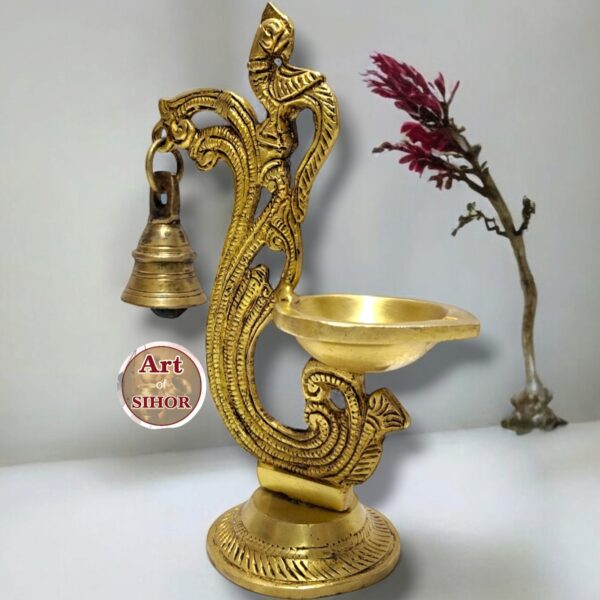 Brass Antique Peacock Lamp - Image 3