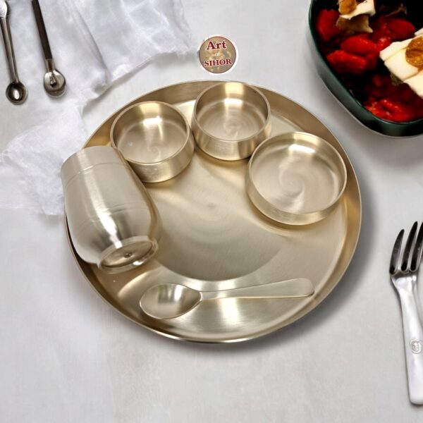 Kansa Matt Finish Handi Curved 6 Pcs Dinner Set