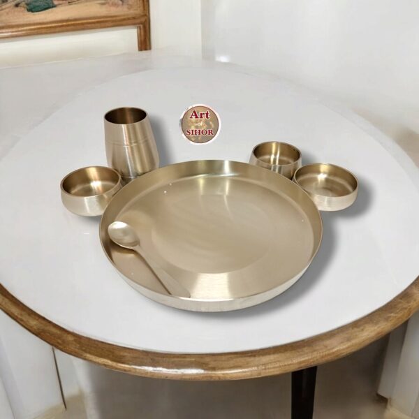 Kansa Matt Finish Handi Curved 6 Pcs Dinner Set - Image 7