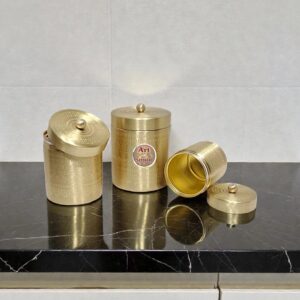 Pure Brass Engraved Storage Container Set (Set of 3)
