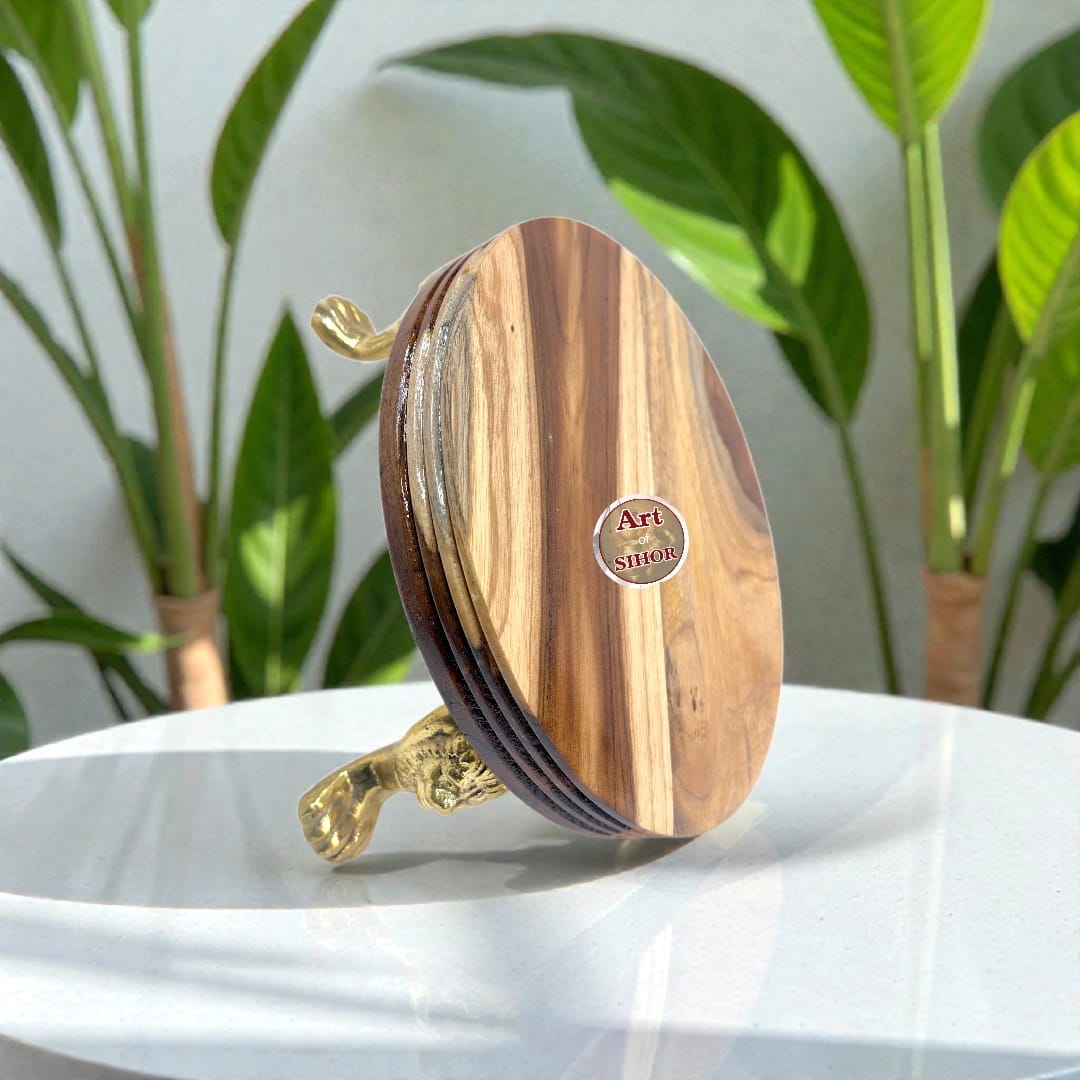 Premium Wooden Chakla with Brass Legs (