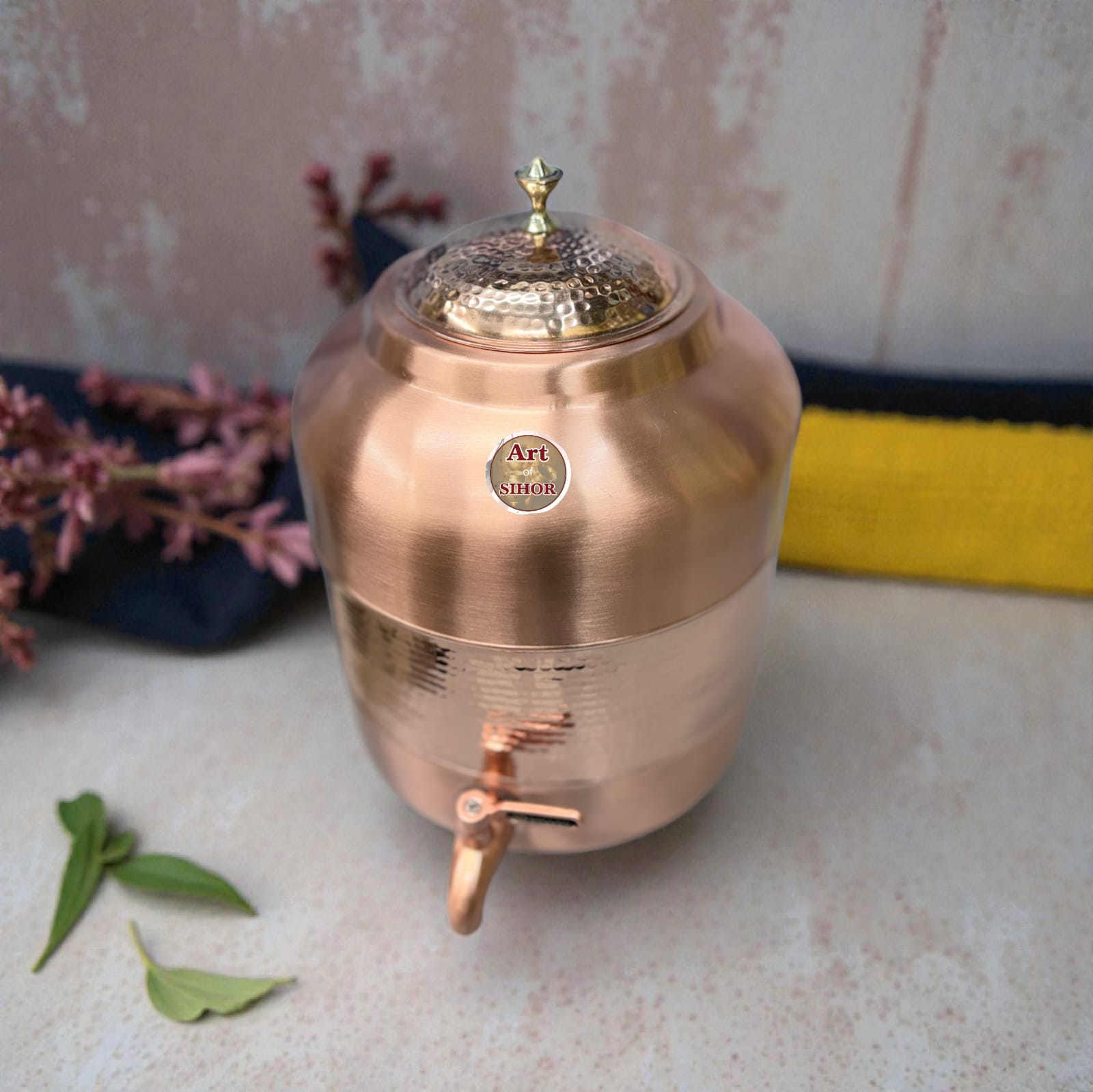 Hammered Copper Water Dispenser with Tap - Image 4