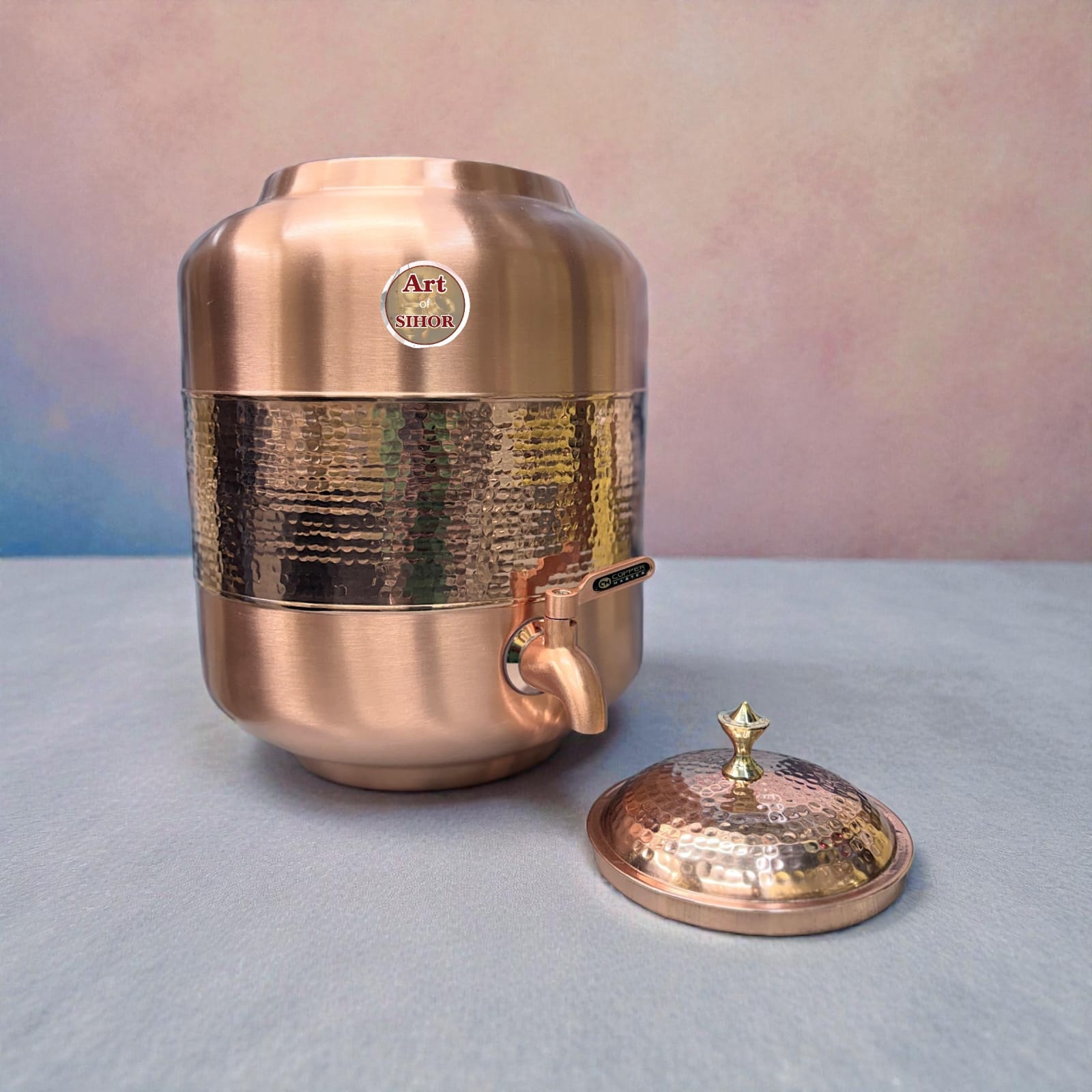 Hammered Copper Water Dispenser with Tap - Image 5