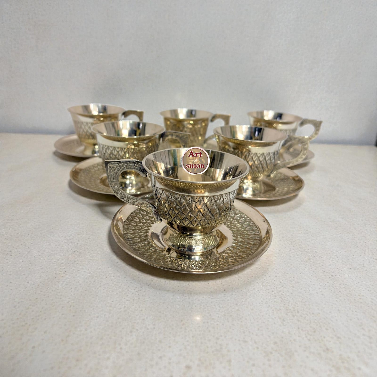 π« Brass Cup & Plate Set (Tea / Coffee Serving Set)