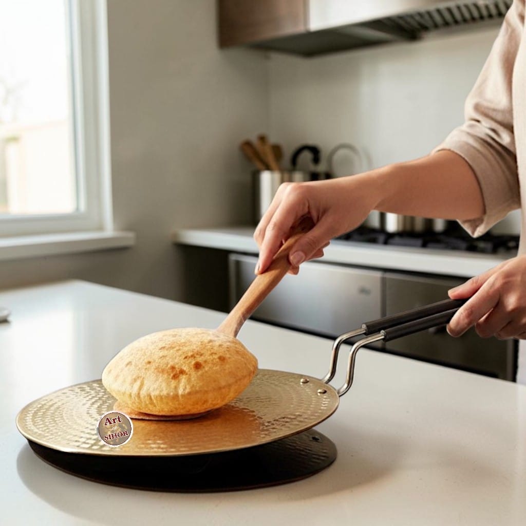 Brass Hammered Roti Tawa - Image 2