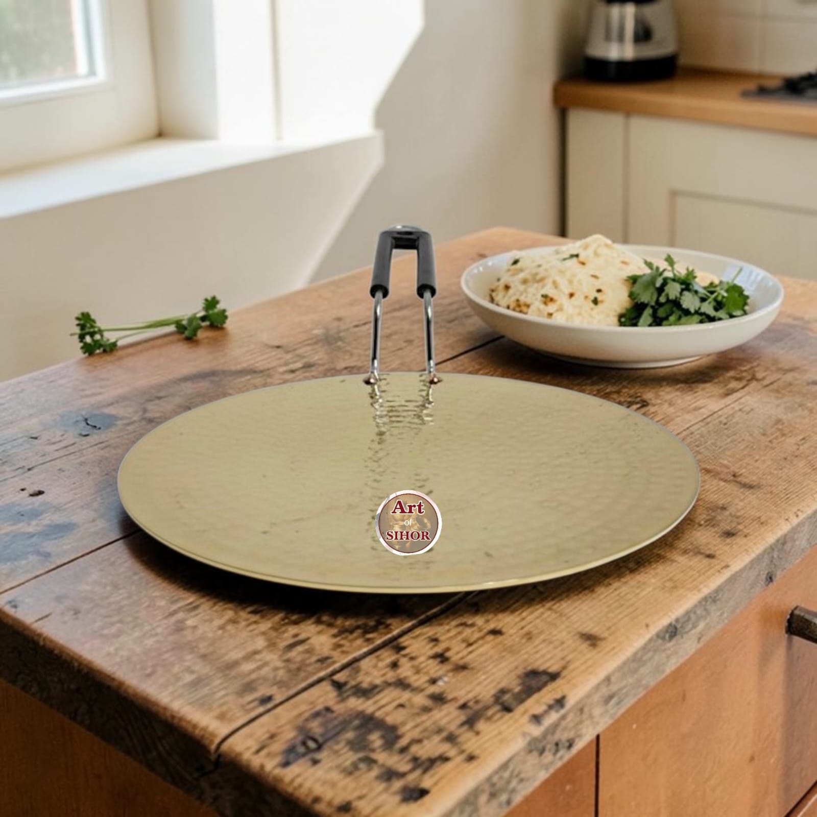 Brass Hammered Roti Tawa - Image 3