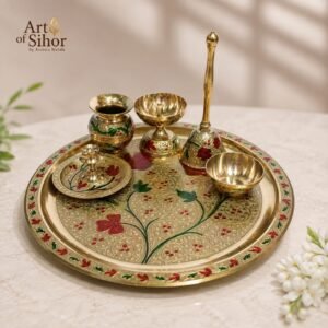 🌷Brass Meenakari Pooja Thali Set ✨