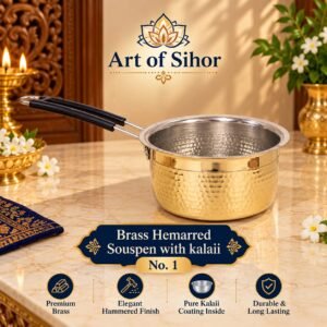 Brass Hammered Saucepan with Kalai – No. 1