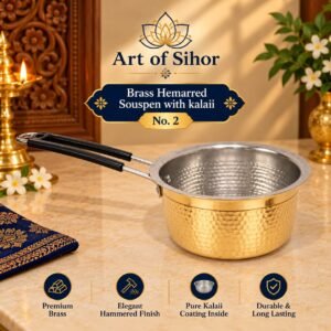 Brass Hammered Saucepan with Kalai – No. 2