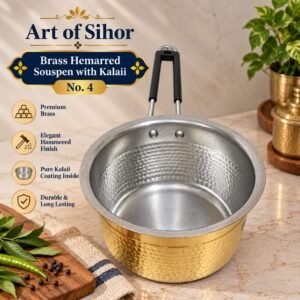 Brass Hammered Saucepan with Kalai – No. 4